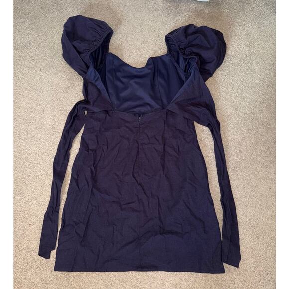 NWOT Altar'd State Puff Sleeve Sweetheart Neckline Mini Dress Navy size L - Picture 5 of 8